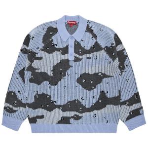 Свитер Supreme Small Box Polo Sweater, Blue Camo