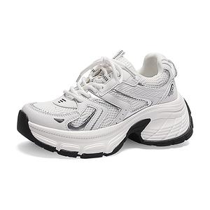 Устойчивые к истиранию, дышащие, легкие, увеличивающие рост низкие кроссовки на массивной подошве для женщин MUPPLE, White