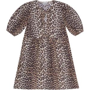 GANNI Леопардовое платье мини с рукавами-фонариками