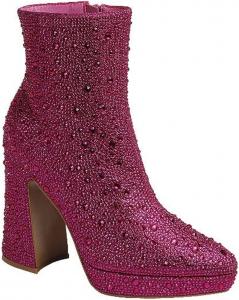 Женские ботильоны Forever Link с камнями, остроконечные, массивный высокий каблук, платформа, Fuchsia Strass