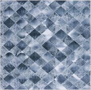 Ковер SAFAVIEH, 183 x 183 см, из коллекции Washable Rug Faux Hide - Grey & Dark Grey, противоскользящий, современный принт, идеально для гостиной, спальни, домашнего офиса, столовой (FAH550G)
