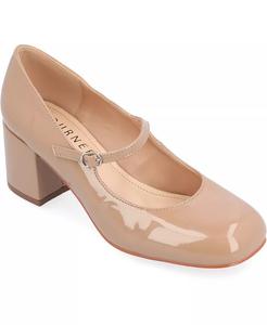 Женские туфли Okenna Mary Jane на блочном каблуке Journee Collection, коричневый/бежевый