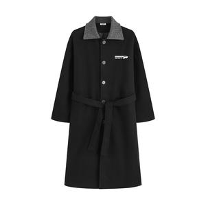 Пальто Unisex Lapel Thickened Straight Fit HUANQIU, черный