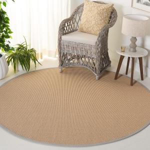 Ковер для улицы SAFAVIEH, 183 x 183 см, коллекция Napa Faux Sisal - Maize & Beige, устойчивый к погодным условиям и моющийся, идеально для патио, заднего двора, прихожей, террасы, обеденной зоны (NFS108B)
