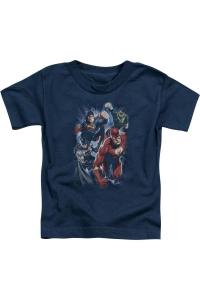 Футболка с коротким рукавом для малышей "Лига справедливости: Охотники за бурями" Gildan, темно-синий