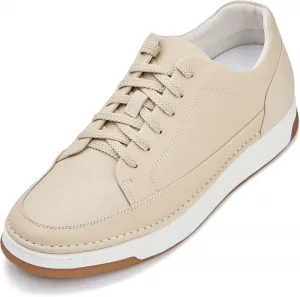 Мужские невидимые обувные стельки CALTO для увеличения роста - белые/слоновая кость с резиновой подошвой, премиальная кожаная обувь на шнуровке, модные кроссовки - рост на 2,6 дюйма - Y7932 - размер 6 D(M) США No Brand, слоновая кость/белый