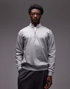 Толстовка унисекс с логотипом на молнии 1/4 серого цвета The North Face