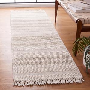 Ковер-дорожка SAFAVIEH, 69 x 244 см, Natura Collection, Ivory & Silver, ручной работы в стиле Modern Farmhouse с бахромой, шерстяной, идеально подходит для помещений с высокой проходимостью в гостиной, спальне (NAT225G)