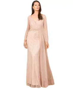 Женское платье с длинными рукавами, V-образным вырезом и драпировкой Lara, розовый