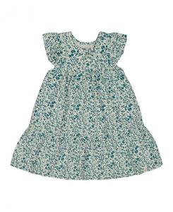 Платье для девочки из органического хлопка с мелким цветочным принтом - Little Kid Deux par Deux, зеленый