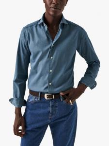 Хлопковая джимовая рубашка slim fit Eton, Blue