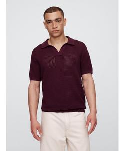 (U) Вязаная поло-рубашка с воротником-стойкой