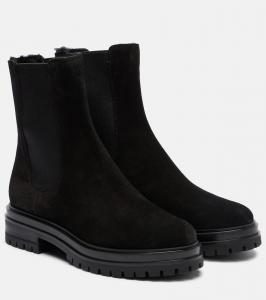 Челси из замши до щиколотки Gianvito Rossi, Black+Black