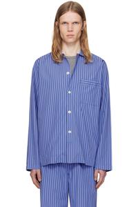 Поплиновая пижамная рубашка с длинными рукавами Tekla, цвет boro stripes