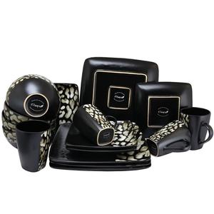 Elama Savannah Набор столовой посуды из керамики, 16 предметов, черный