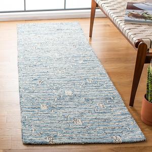 Ковер-дорожка SAFAVIEH, 69 x 214 см, Micro-Loop Collection, Light Blue & Ivory, ручной работы из шерсти, идеально подходит для помещений с высокой проходимостью в гостиной, спальне (MLP178M)