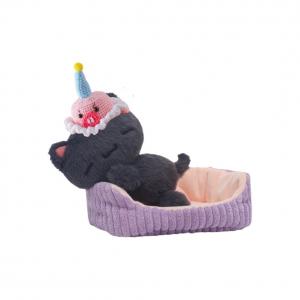 Плюшевая кукла лежачий котенок, щенок, капибара, лисенок высота 22 см Handsome