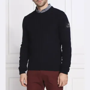 Шерстяной свитер узкого кроя Aeronautica Militare, синий