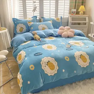 AVIVI Комплект постельного белья 1,8 м, 4 предмета, простыня, пододеяльник 200x230 см, цвет Aiwei - Pineapple