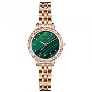KANGOL Часы Quartz Movement Metal Strap Watch Women's Watch White Dial, Rose Gold Steel Band Peacock Green Dial