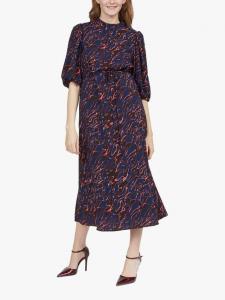 Миди-платье ventia с абстрактным принтом и высоким вырезом Sisters Point, цвет Navy/Red