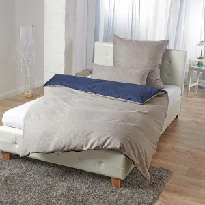 Двустороннее постельное белье Dream Sleep Mako-Satin, текстура 155x200 см + 80x80 см, темно-синий Traumschlaf
