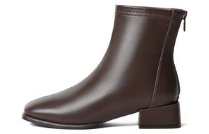 Senda Женские полусапожки черно-бело-коричневые коричневые без подкладки, цвет Brown Unlined