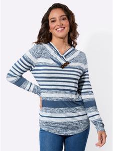 Рубашка с V-образным вырезом, джинсово-синяя, с принтом экрю WITT WEIDEN