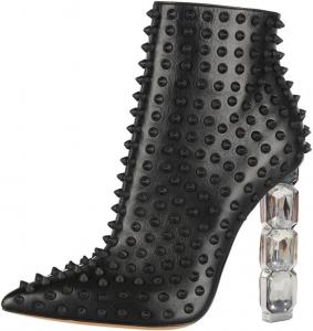 Женские ботильоны FSJ с острым носком, украшенные кристаллами и заклепками, на высоком каблуке, с боковой молнией, удобные модные короткие ботинки с шипами, размеры 4-15 US, Black-Rivets