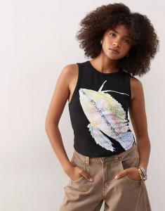 Топ черного цвета с принтом рыб Collusion