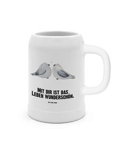 Пивная кружка с горлицами и надписью белым цветом Mr. & Mrs. Panda