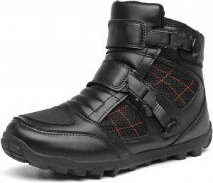 Мужские мотоботы для езды по улице, дышащие байкерские ботинки-кроссовки для экстремальных видов спорта, черные туфли из искусственной кожи на шнуровке с поддержкой щиколотки для мужчин (Цвет: A, Размер: 8,5 женский / 7 мужской) Dhaey