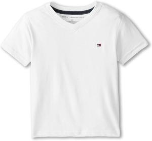 Футболка Tommy Hilfiger Boys с коротким рукавом и V-образным вырезом, мягкая, удобная, свободного кроя, White
