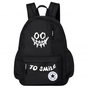 Converse Полиэстеровый рюкзак обычный унисекс черный, Quirky Smiley Face Demon