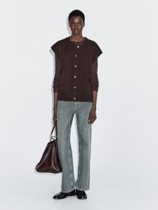 Вязаный жилет с золотыми пуговицами Massimo Dutti, шоколадный