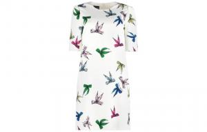 Женское белое короткое платье с рукавами MOSCHINO