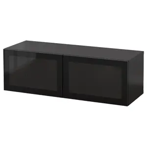 Навесной шкаф, черно-коричневый/черный, 120x42x38 см, GLASSVIK BESTÅ IKEA
