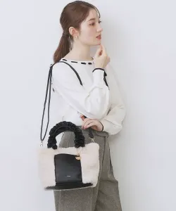 Сумка-тоут среднего размера с оборками на ручках из искусственного меха Index, цвет Black(119)