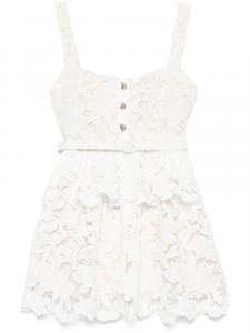 Кружевное многоярусное мини-платье Self-Portrait, белый
