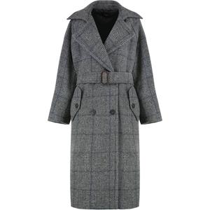 WEEKEND MaxMara Пальто женское серое с лацканами умеренного прямого кроя