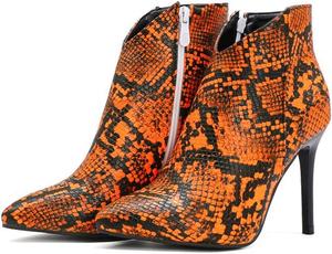 Женские ботильоны CoceMoce на высоком каблуке-стилетто с острым носком, короткие ботинки с молнией, змеиный принт, осенне-зимняя обувь для платьев, вечерние, для свиданий и бальных танцев