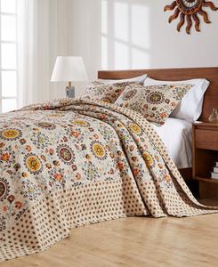 Комплект постельного белья Andorra Suzani Boho из 3 предметов, размер King/California King Greenland Home Fashions, серо-коричневый