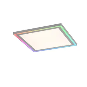 [T] JUST LIGHT потолочный светильник «КРОМКА», 2 лампочки, источник света Светодиодная панель Светодиодная панель | Постоянно встроенный светодиод - Постоянно встроенный светодиод, LED, CCT - через дистанционное управление, RGB-Rainbow, с регулируемой яр