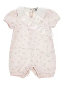 Ромпер с оборками и цветочным принтом Monnalisa, розовый