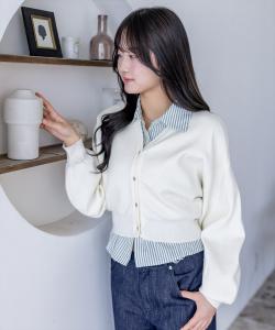 Вязаный кардиган с V-образным вырезом и пуговицами в форме сердца