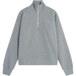Вышитый полу-зип свитшот Maison Kitsuné Maison Kitsune, серый