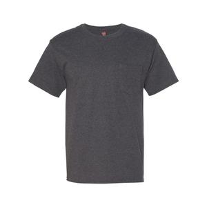 Футболка Hanes Beefy-T с карманом, цвет charcoal heather