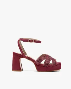 Женские босоножки на каблуке с блестками и платформой Pedro Miralles, бордовый