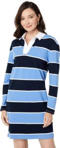 Женское спортивное платье в полоску с длинным рукавом для регби от Tommy Hilfiger, Sky Captain Combo