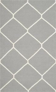Ковер SAFAVIEH, 92 x 153 см, Dhurries Collection Grey/Ivory DHU635B ручной работы плоского плетения из премиальной шерсти